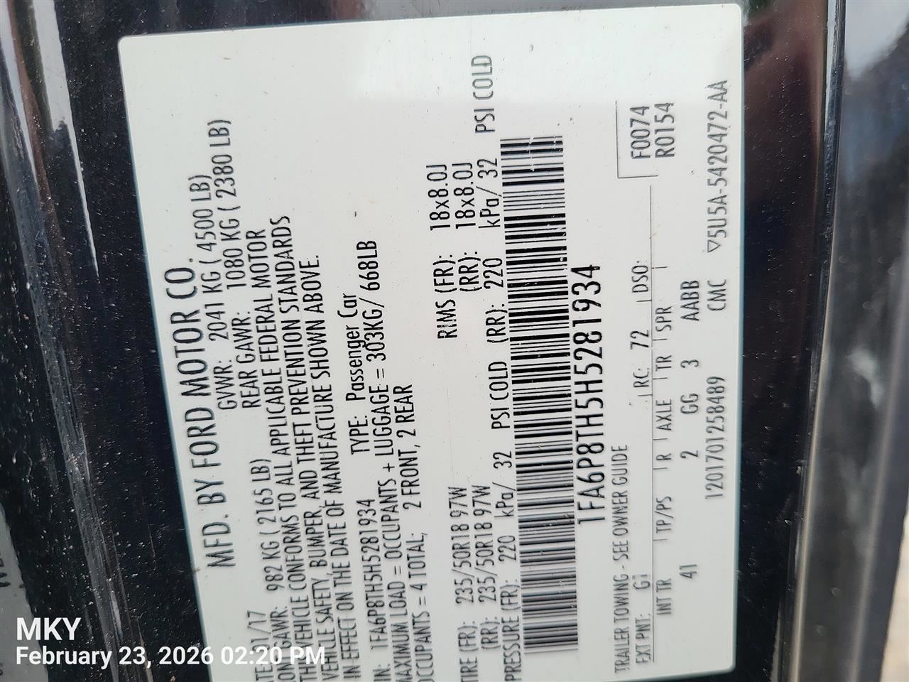 RIGHT BLK FRONT HEADREST OEM 2016 FORD MUSTANG FR3Z-63611A08-EF - Image 3