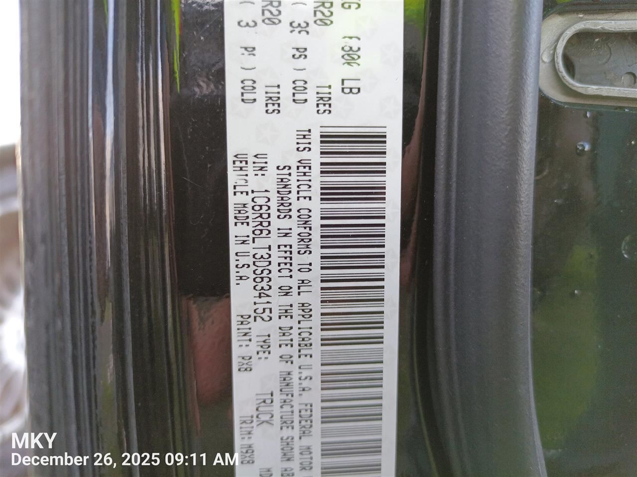 RIGHT BLK SIDE VIEW MIRROR OEM 2013 DODGE RAM1500 1YR WRNTY 68096196AF - Image 4