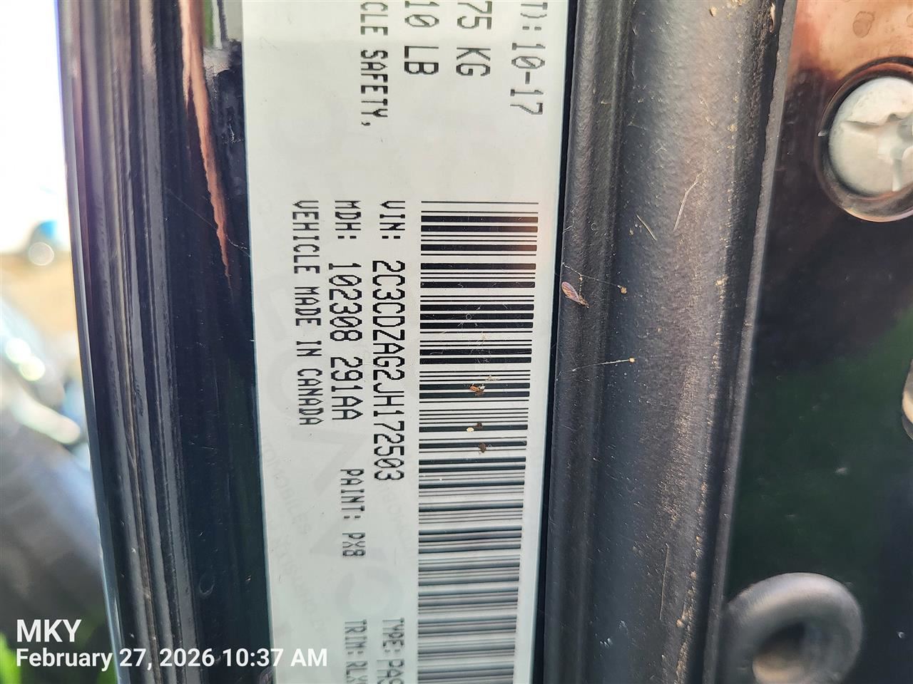 LEFT FRONT WIPER ARM OEM 2018 DODGE CHALLENGE 68044161AB - Image 5