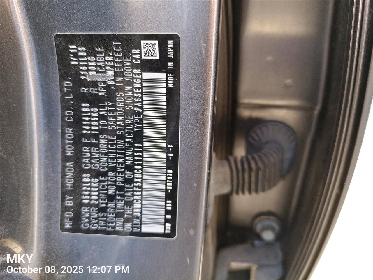 DASH WIRE HARNESS 32117T3WA12 2017 HONDA ACCORD - Image 2