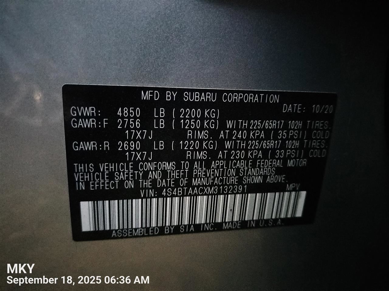 COOLANT RESERVOIR 45150AN00A 2020-2025 SUBARU OUTBAKLEG - Image 2