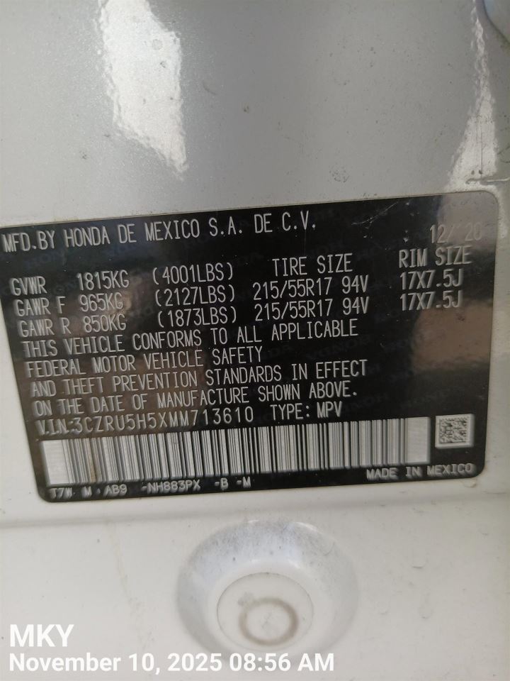 Speedometer Cluster MPH EX FWD Fits 19-22 HR-V 7902804 - Image 5