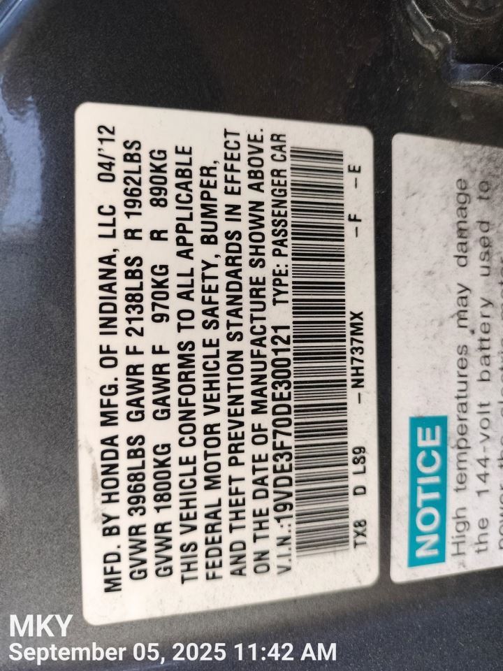 DASH WIRE HARNESS 32117TX8A20 2013 ACURA ILX - Image 2