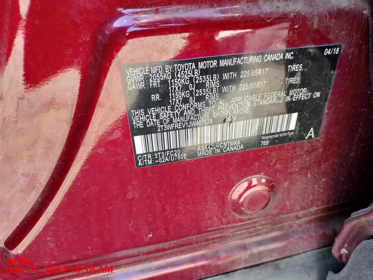 ENGINE WIRE HARNESS 821210R102 2018 TOYOTA RAV 4 - Image 4