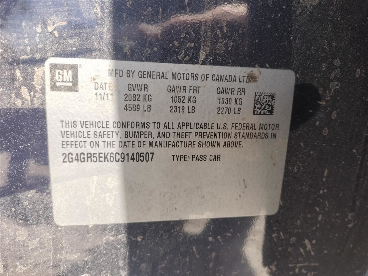 PASSANGER DASH AIR BAG 20955173 2011-2012 BUICK REGAL - Image 4