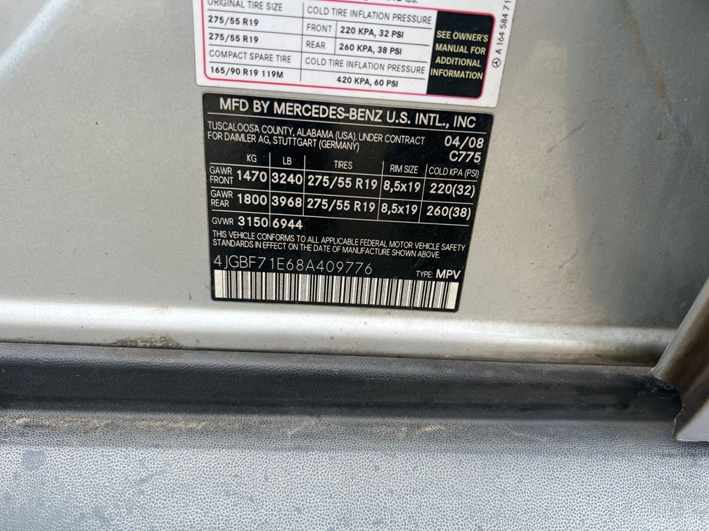 REAR PASSANGER SEAT AIR BAG 1648601805 2007-2012 MERCEDES-BENZ GL450 - Image 3