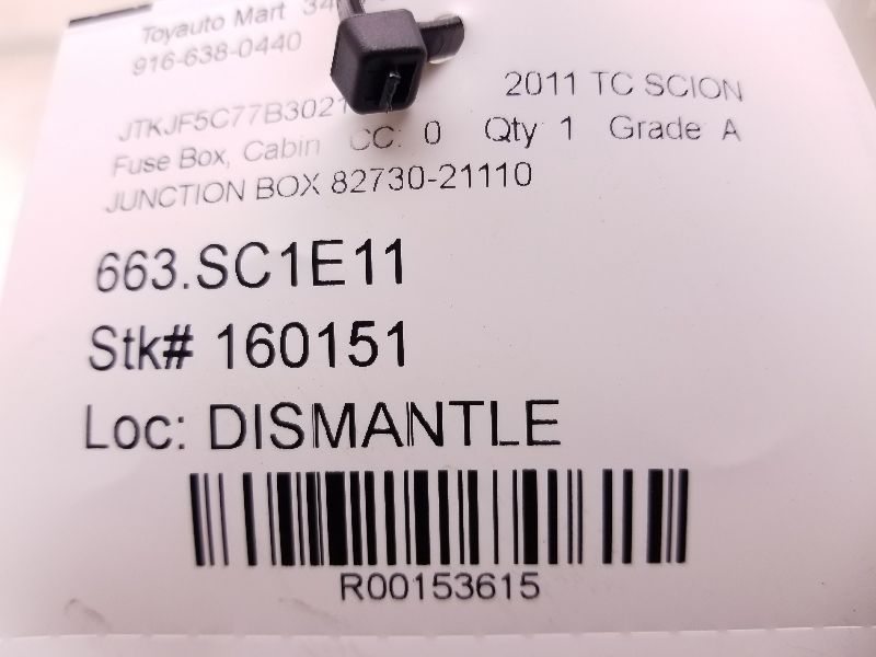 TC SCION 2011 Cabin Fuse Box 82730-21110 | eBay