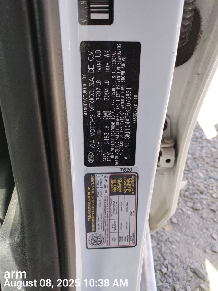 PASSANGER DASH AIR BAG 80310M7000 2019-2024 KIA FORTE - Image 2