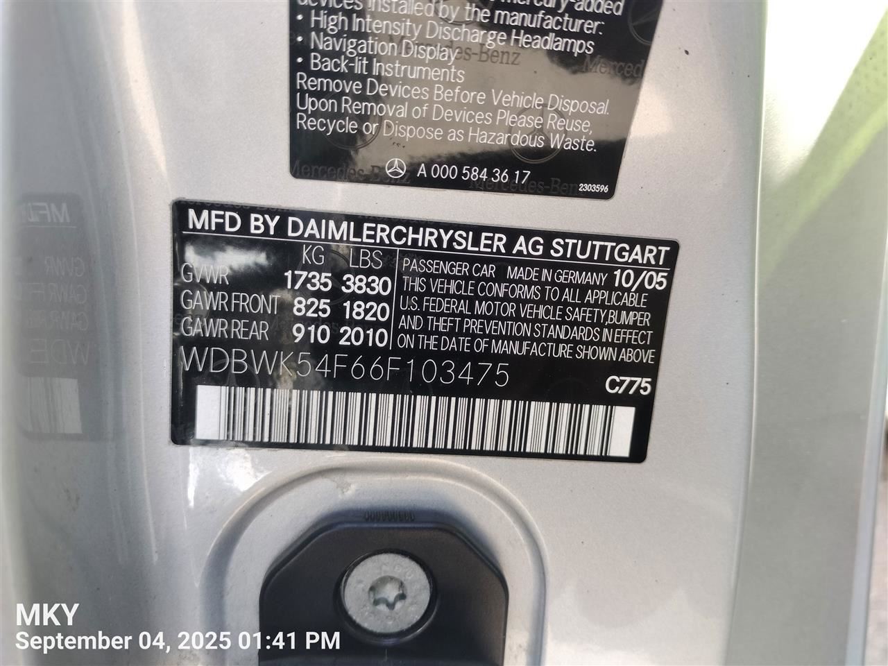 DASH WIRE HARNESS 2006 MERCEDES-BENZ SLK280 - Image 2