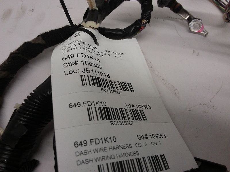 10 2010 Ford Fusion Dash Wire Wiring Harness OEM 3.0L | eBay