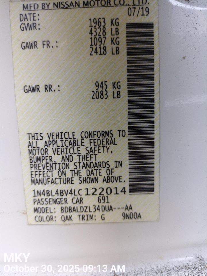 LEFT BLK FRONT HEADREST OEM 2019 NISSAN ALTIMA 864006CA0A - Image 3