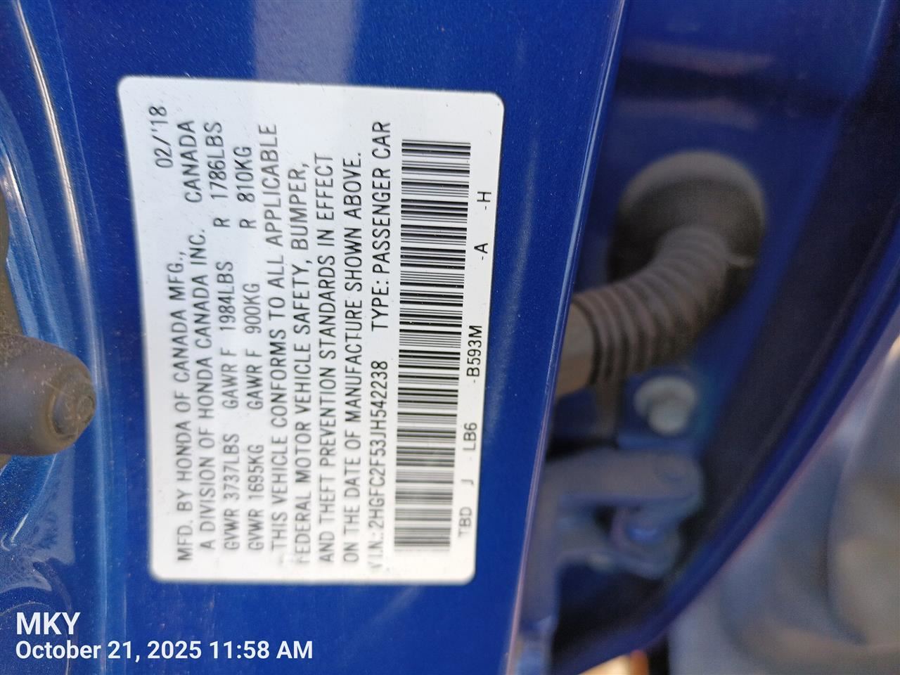 FRONT AC EVAPORATOR HOUSI OEM 2017 HONDA CIVIC 1YR WRNTY 79310TBAA11 - Image 3