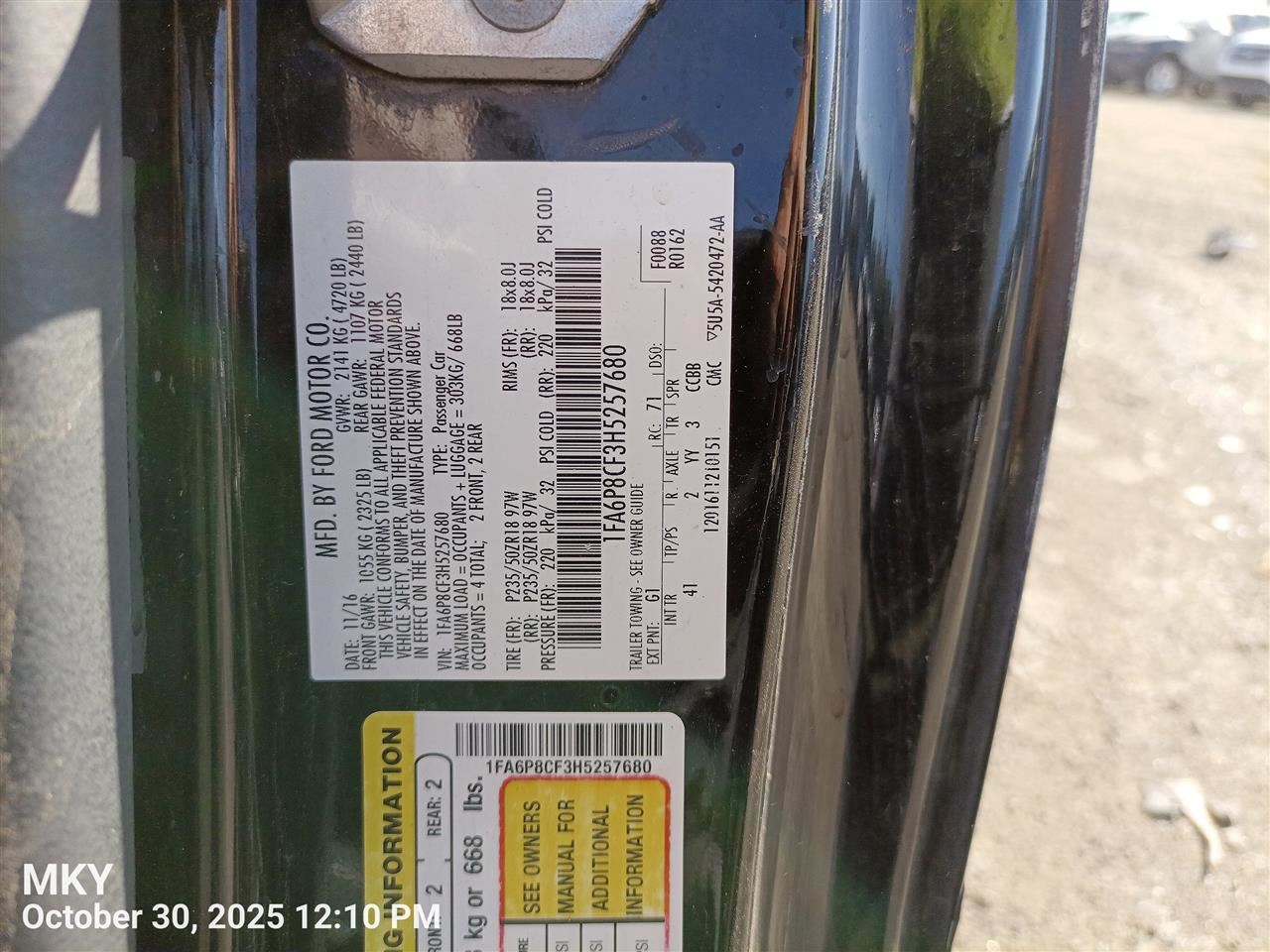 ENGINE WIRE HARNESS HR3Z14290A 2017 FORD MUSTANG - Image 2