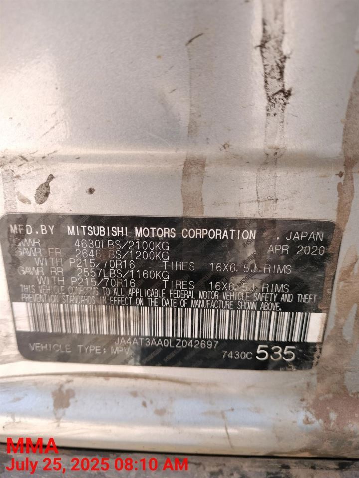 LEFT FRONT WIPER ARM OEM 2024 MITSUBISHI ECLIPSCRS 8250A957 - Image 1