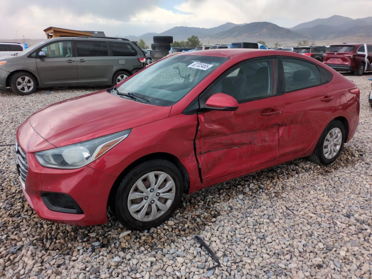 RED REAR BUMPER ASSEMBLY OEM 18-22 HYUNDAI ACCENT - Image 1