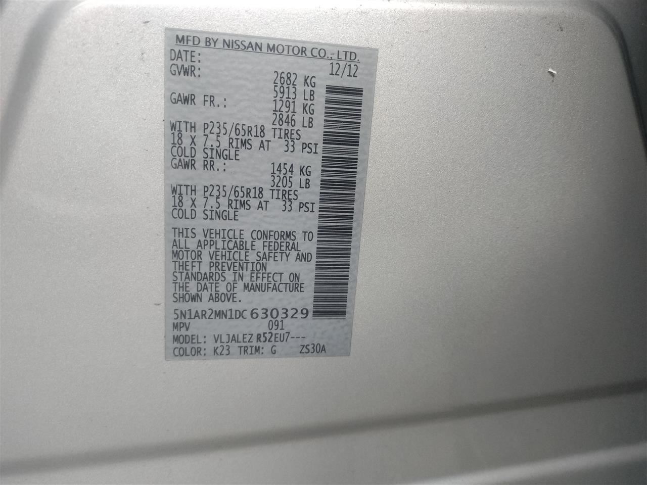 DASH WIRE HARNESS OEM 2014 NISSAN PATHFINDR 240103KA1A - Image 3