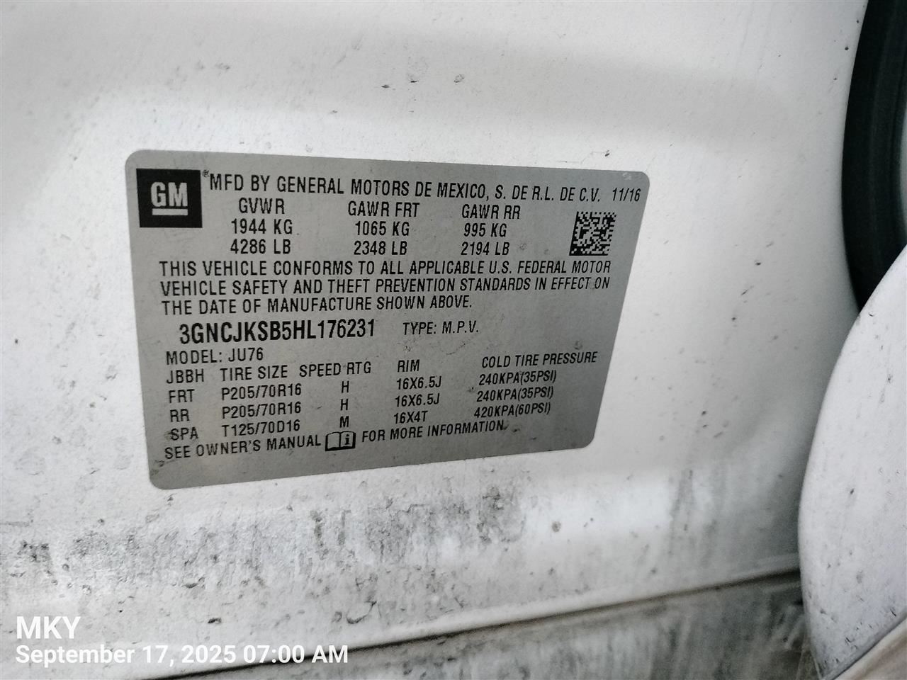 ENGINE WIRE HARNESS 42568717 2017 CHEVROLET TRAX - Image 3