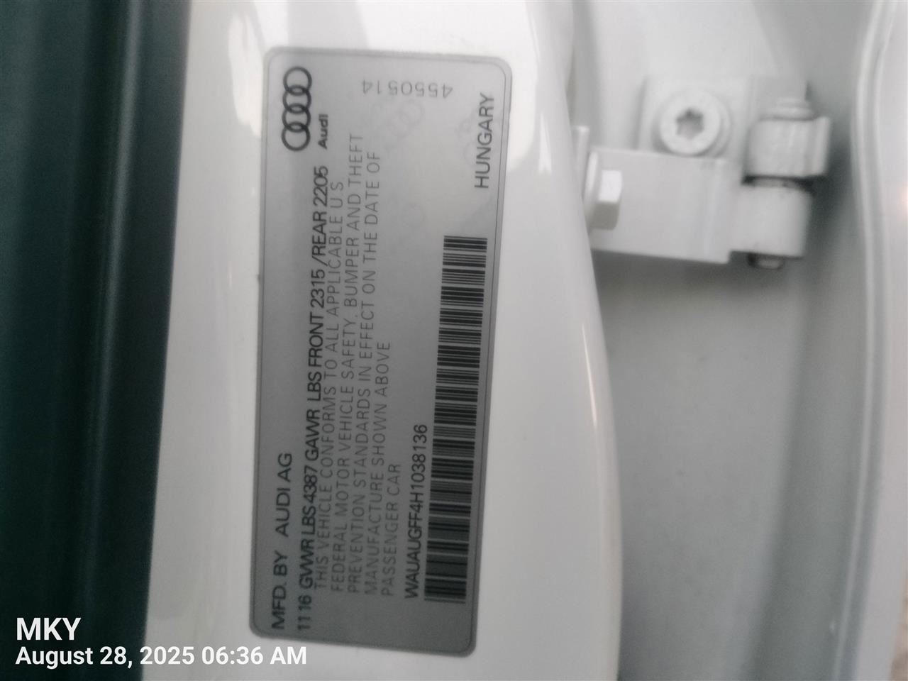 LEFT BLK REAR HEADREST OEM 2019 A3 AUDI 8V5 885 901 38M - Image 2