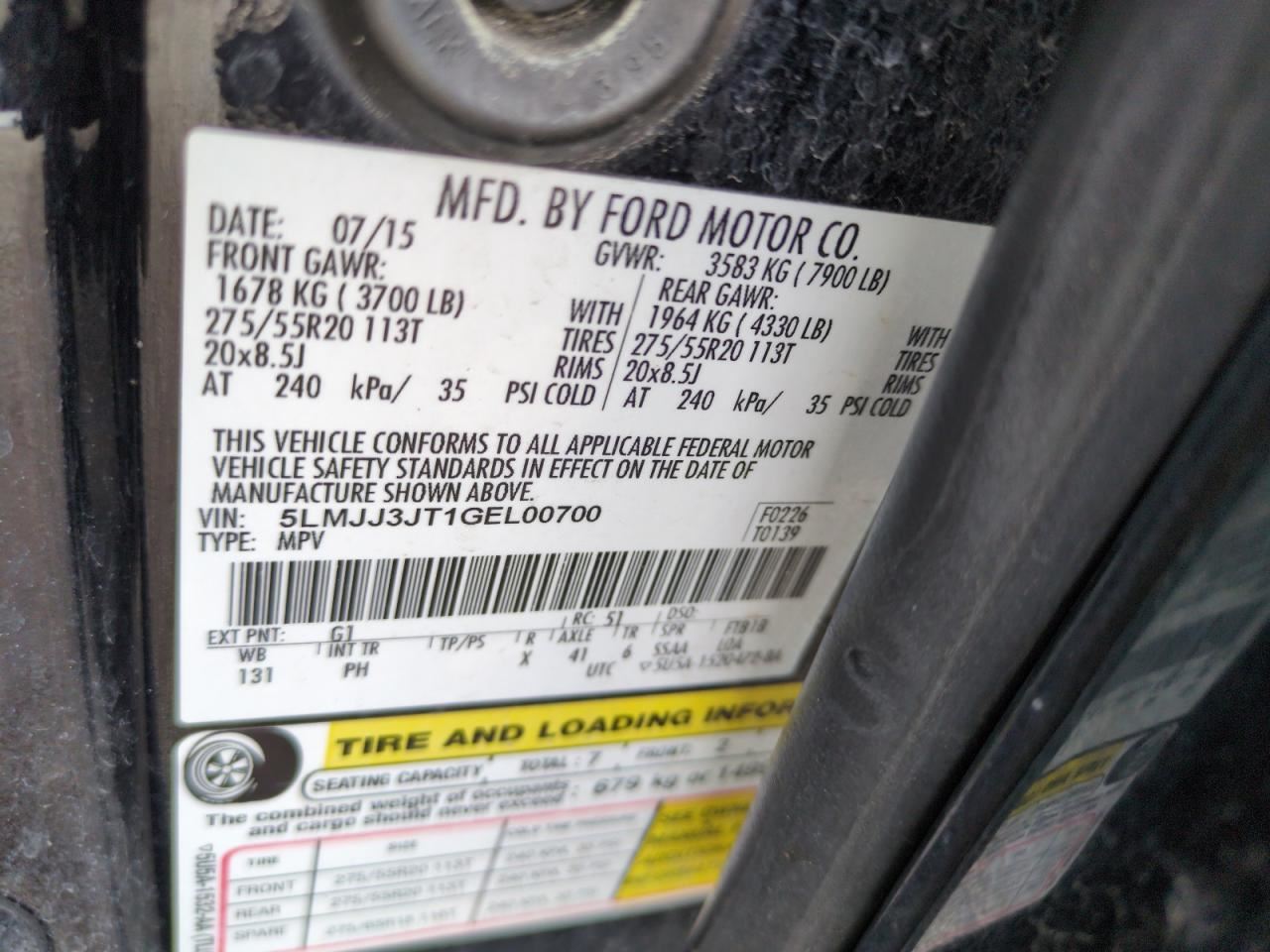 PASSANGER DASH AIR BAG FL7Z78044A74AB 2015-2017 LINCOLN NAVIGATOR - Image 3