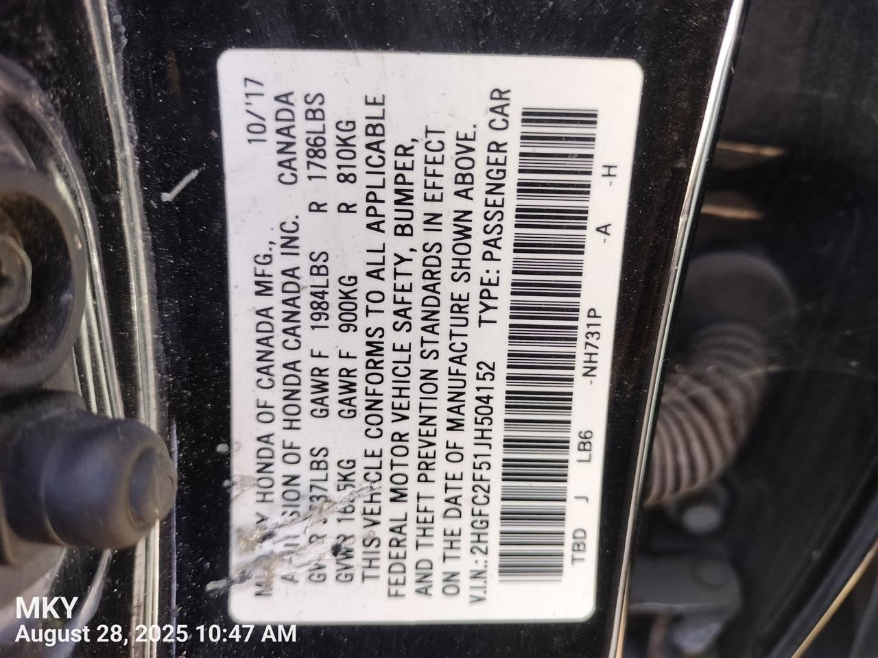 TRANSMISSION OIL COOLER OEM 2020 HONDA CIVIC 1YR WRNTY 25560R3W003 - Image 2