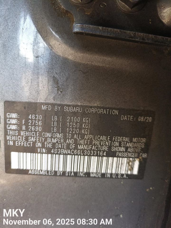 ENGINE WIRE HARNESS 2020 SUBARU LEGACY - Image 4