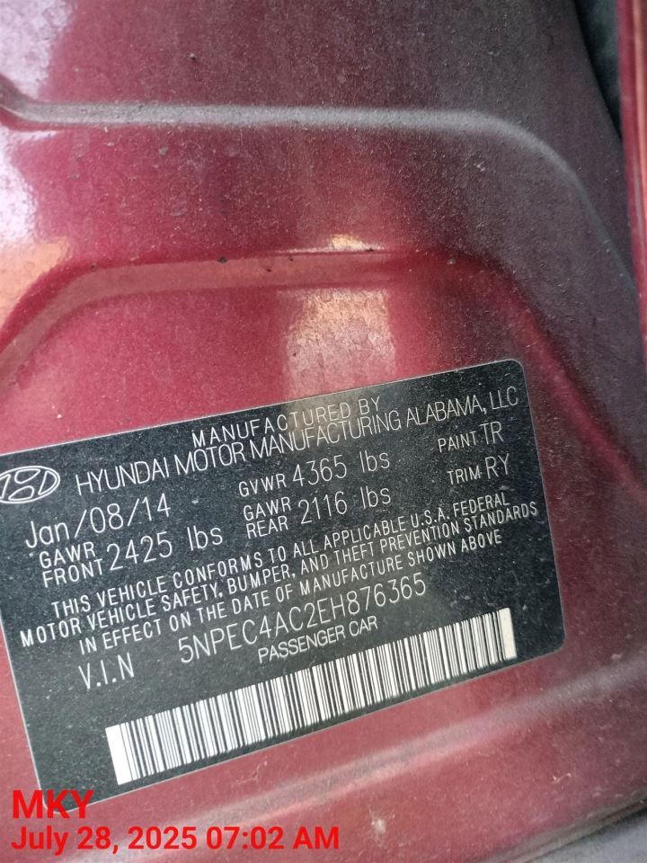 BLK REAR HEADREST OEM 2014 HYUNDAI SONATA - Image 2