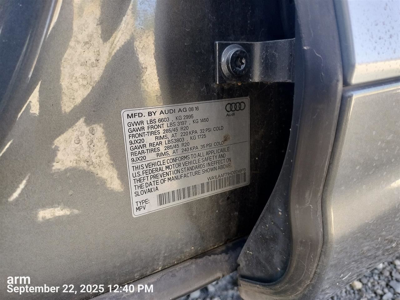 Q7 AUDI 2017 Dash Wire Harness 7422536 - Image 4