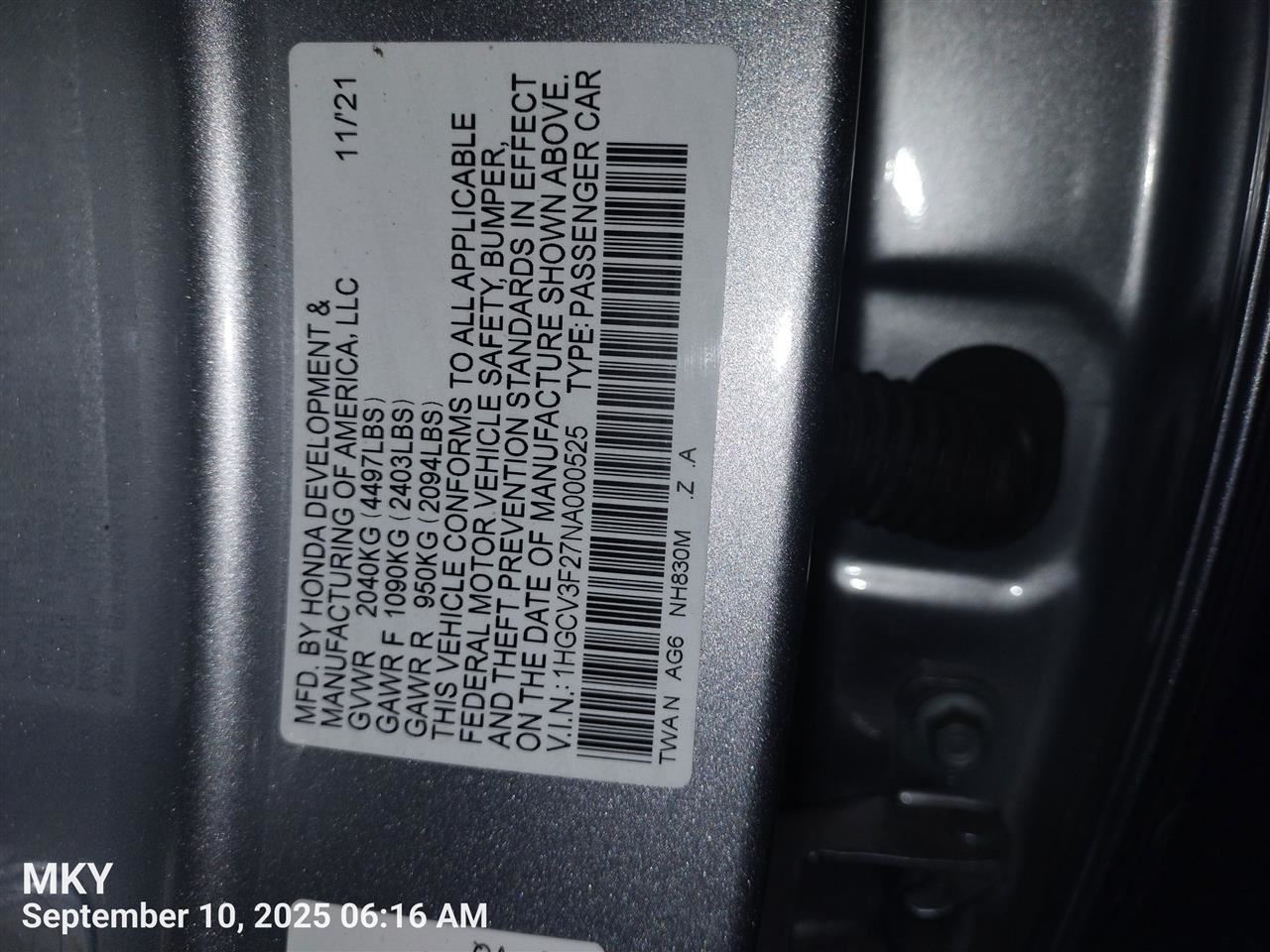 LEFT FRONT LOCK ACTUATOR OEM 2022 HONDA ACCORD 1YR WRNTY 72150TVAA02 - Image 2