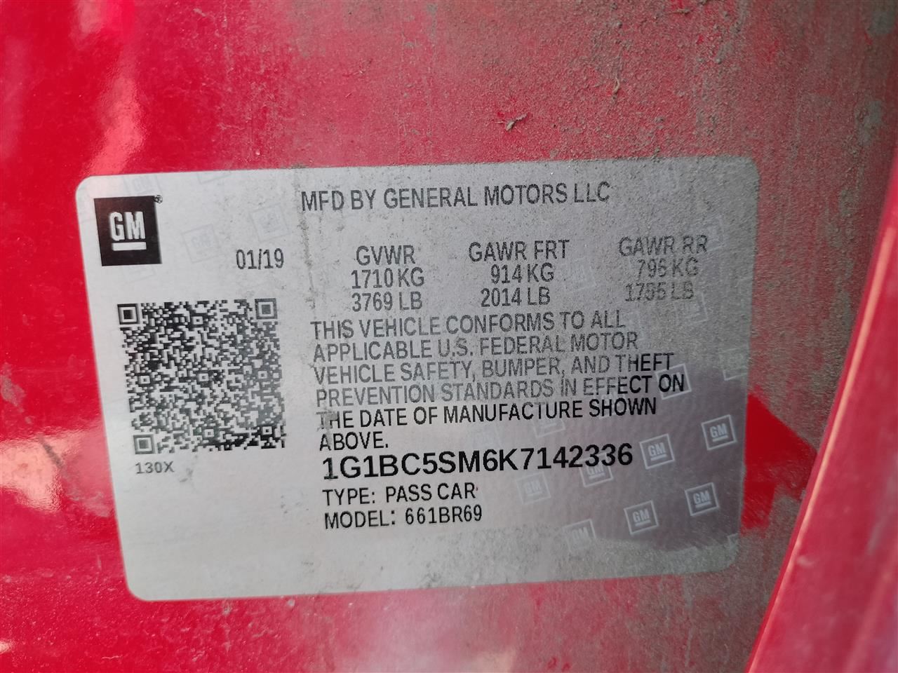 LEFT GRY REAR HEADREST OEM 2019 CHEVROLET CRUZE - Image 4