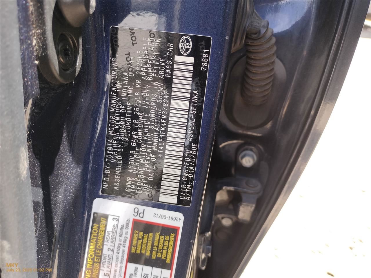 FUEL VAPOR CHARCOAL CANISTER OEM 2017 TOYOTA CAMRY 7774006220 - Image 2