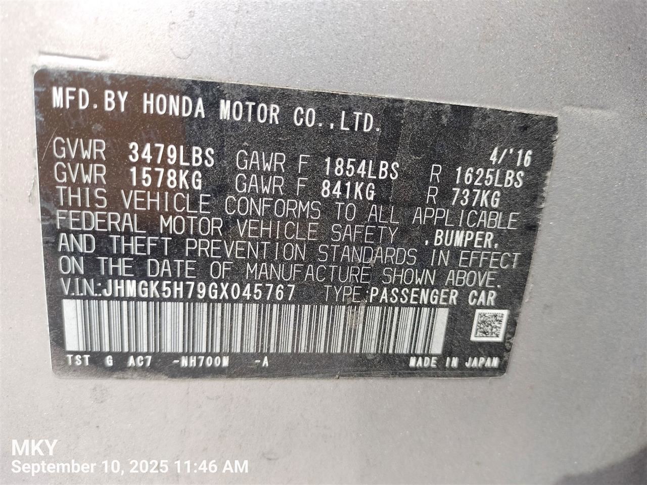 ENGINE WIRE HARNESS 2016 HONDA FIT - Image 2