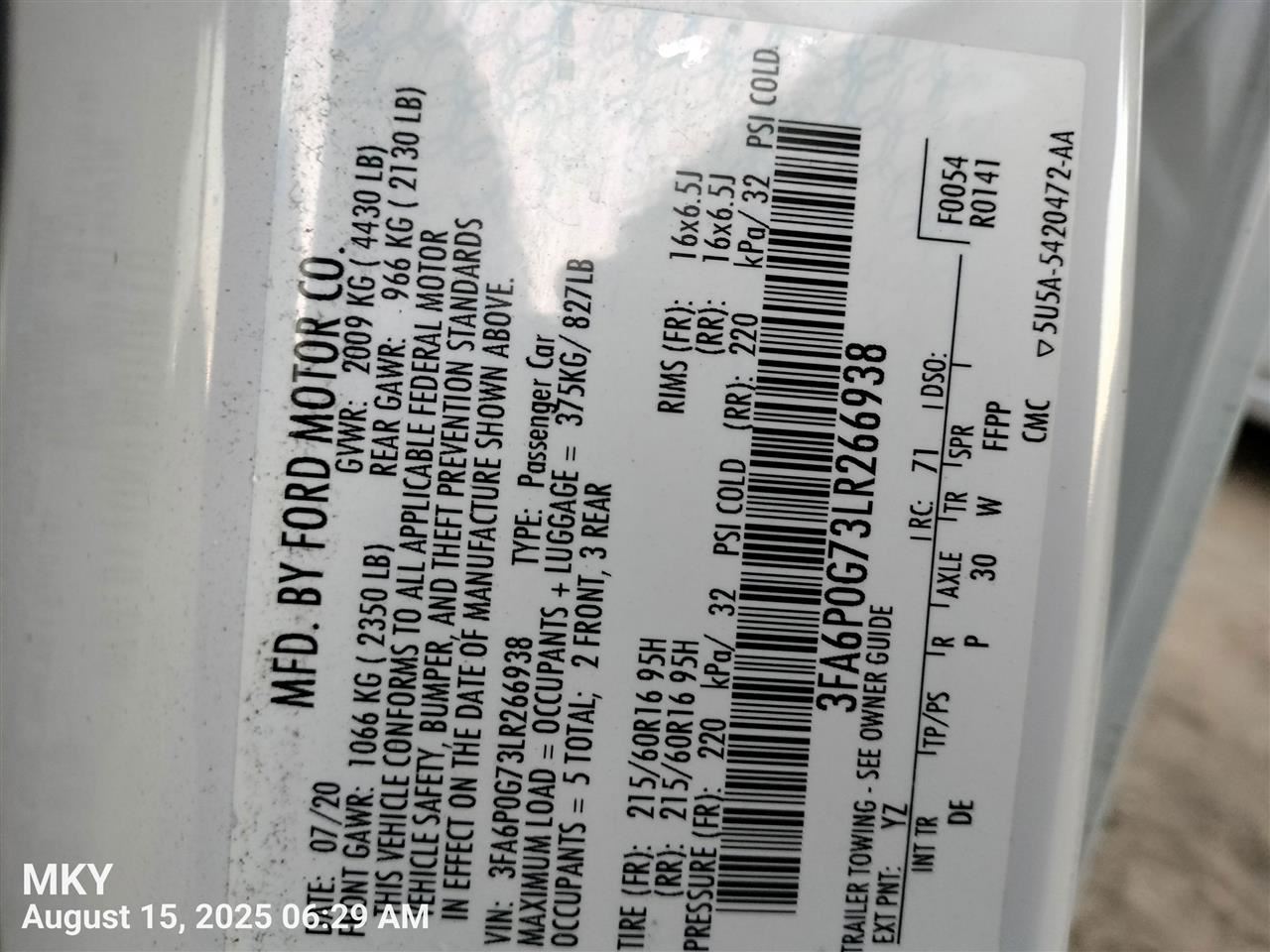 Benzeen WIRE HARNESS KG9Z14401C 2020 FORD FUSION - Image 1