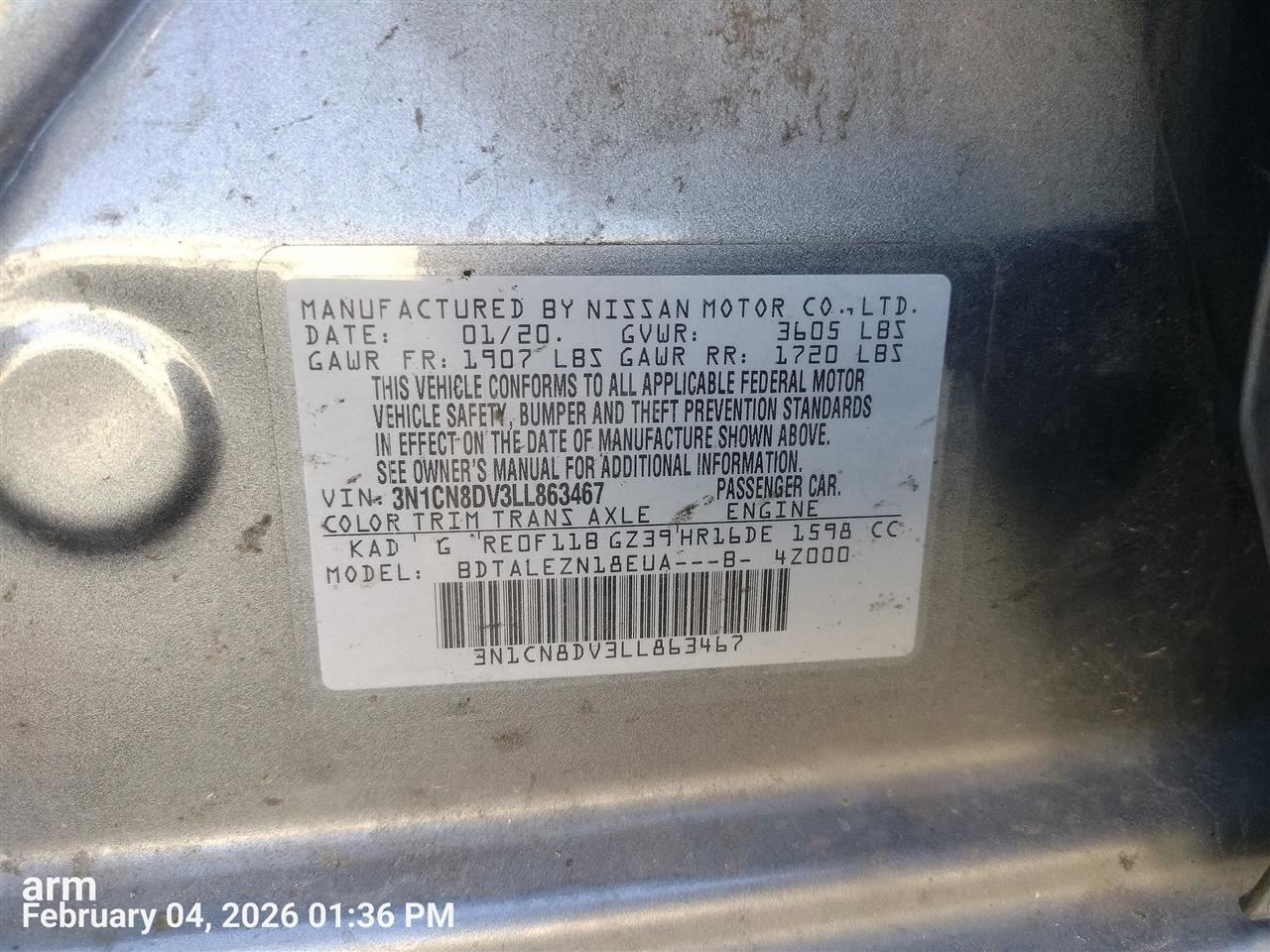 Benzeen BRAKE/CLUTCH OEM 2020 NISSAN VERSA 52124785AE - Image 1
