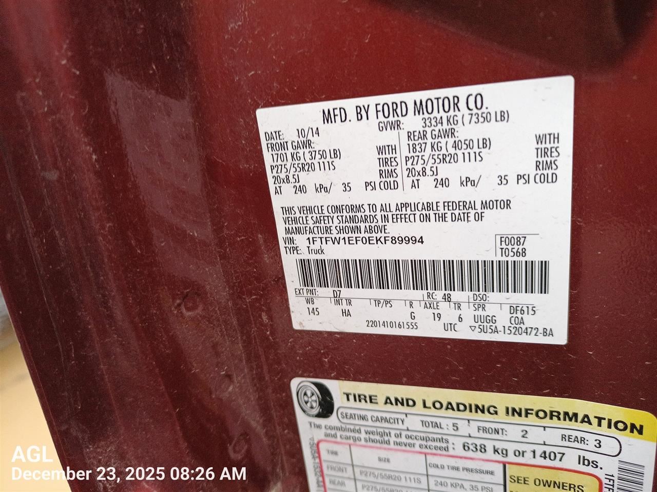 DASH WIRE HARNESS OEM 2013 FORD F150 DL3Z14401KHB - Image 1