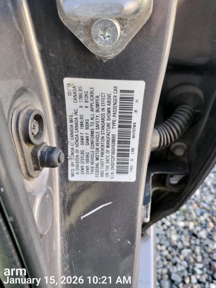 RIGHT REAR COMPLETE SUSPENSION ASSEMBLY OEM 16-21 HONDA CIVIC - Image 2