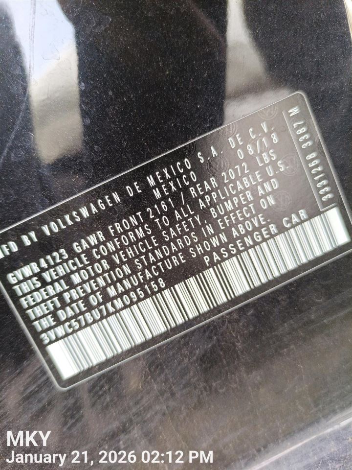 RIGHT FRONT WIPER ARM OEM 2019 VOLKSWAGEN JETTA 17B955410 - Image 5