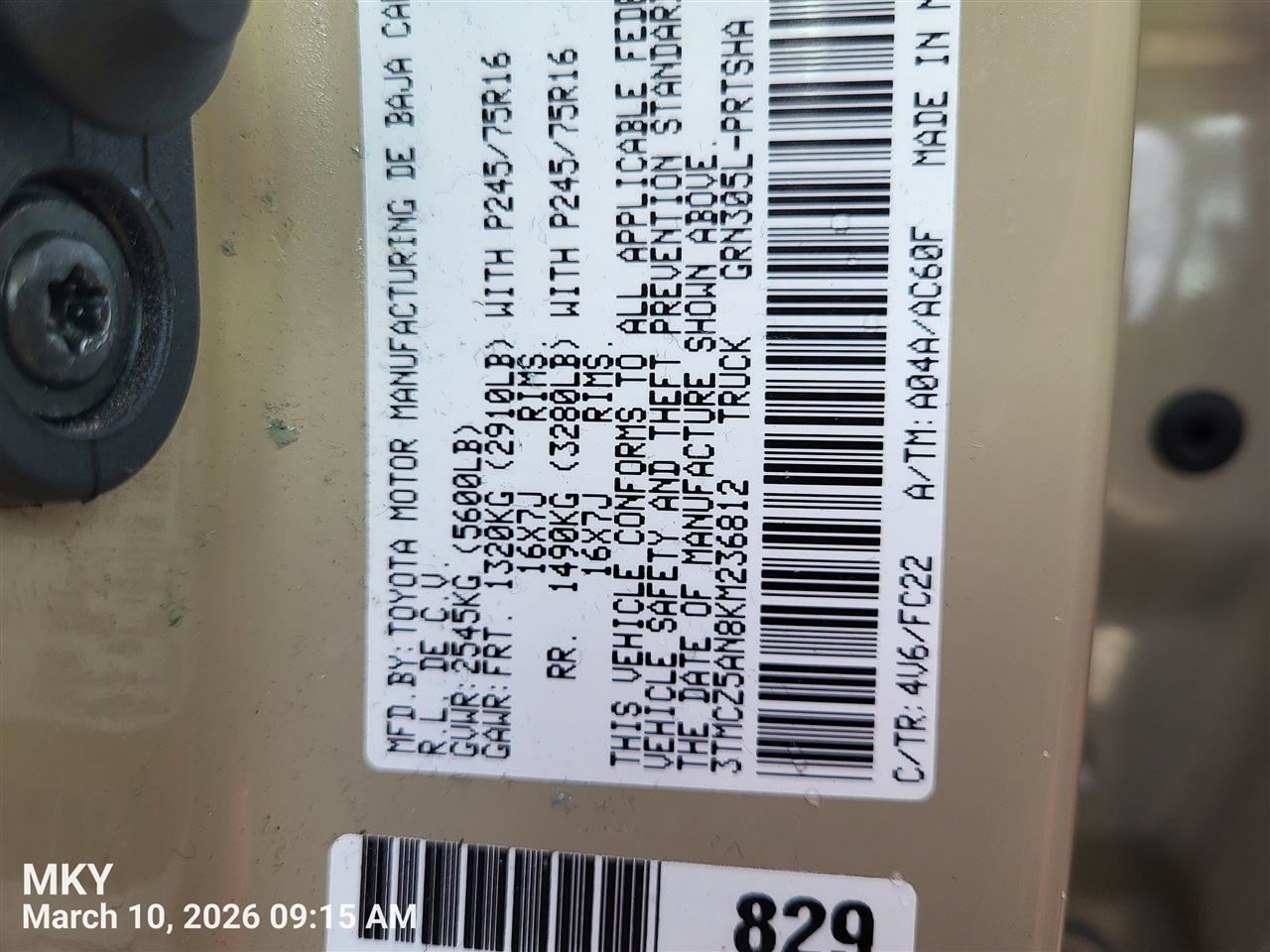 TACOMA    2022 Door Handle Exterior 10577311 - Image 5