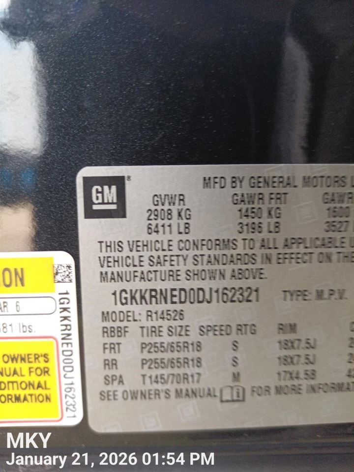 DASH WIRE HARNESS OEM 2013 GMC ACADIA - Image 3