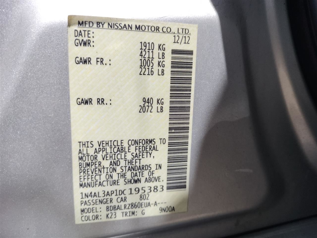 DRIVER WHEEL AIR BAG ONLY OEM 13-18 NISSAN ALTIMA 985103TA8B - Image 5