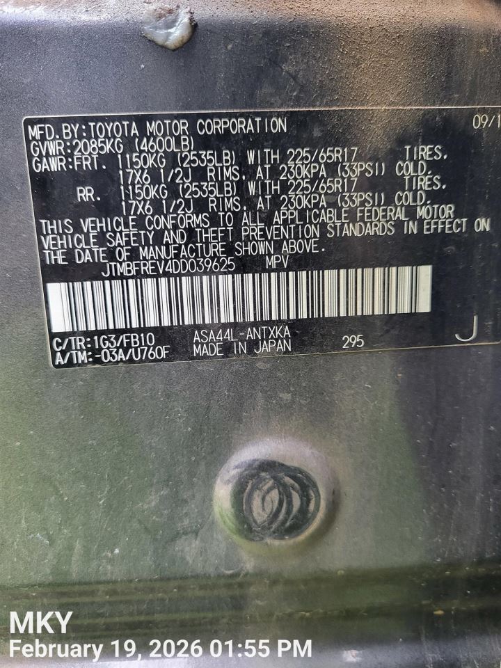 BLK REAR BUMPER ASSEMBLY OEM 13-15 TOYOTA RAV 4 - Image 5