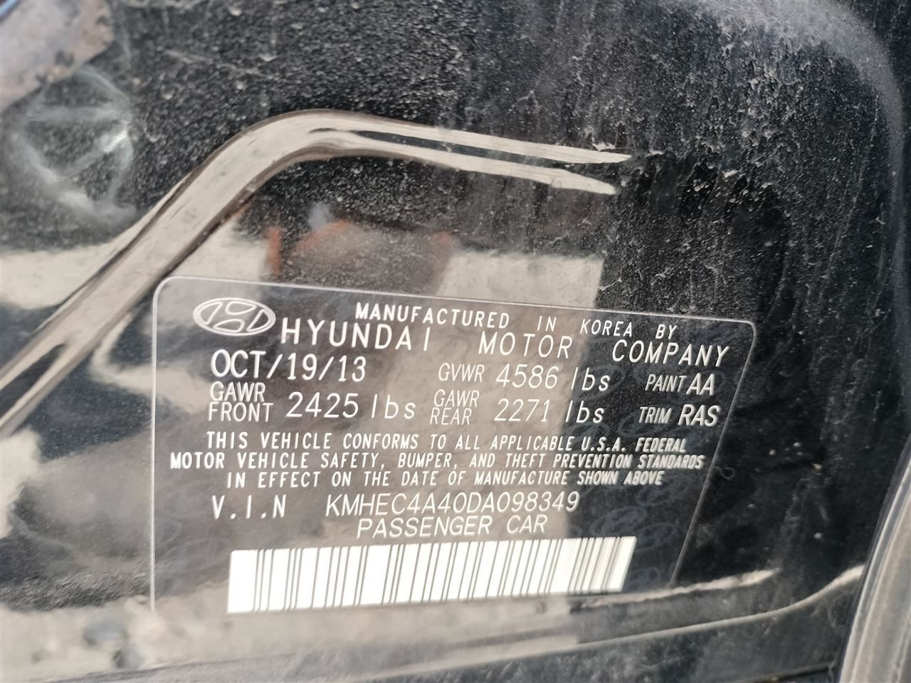 RIGHT GRY FRONT HEADREST OEM 2013 HYUNDAI SONATA - Image 4