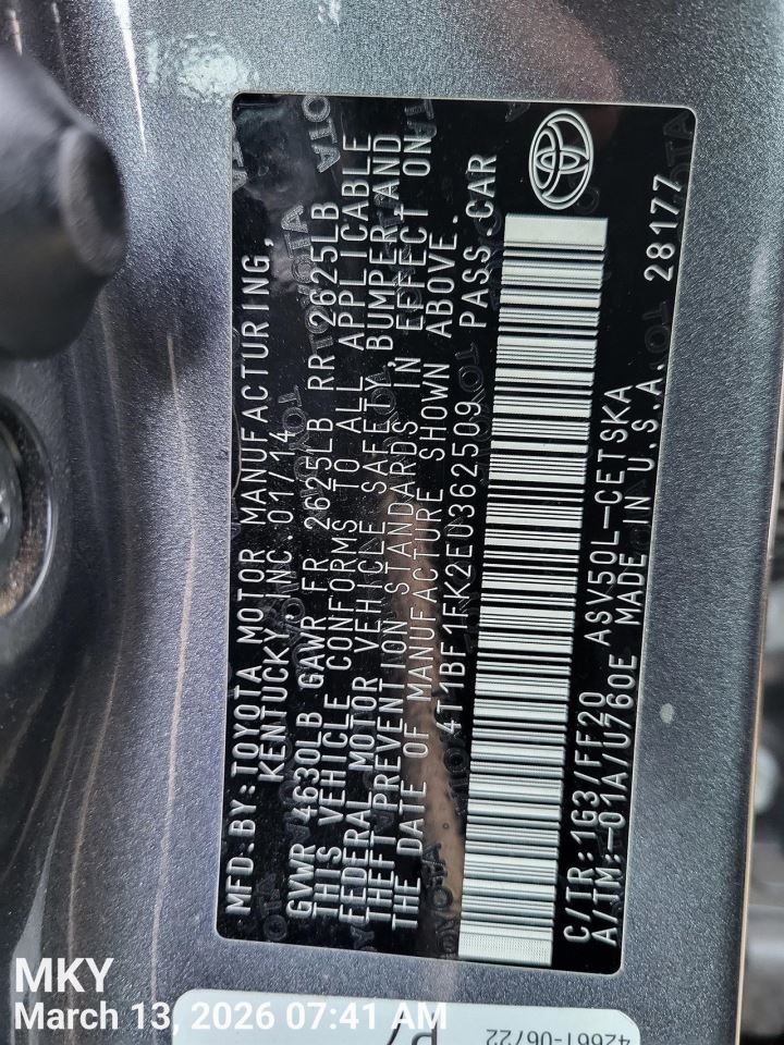 RIGHT TAIL LAMP OEM 12-14 TOYOTA CAMRY 1YR WRNTY 8158006380 - Image 5