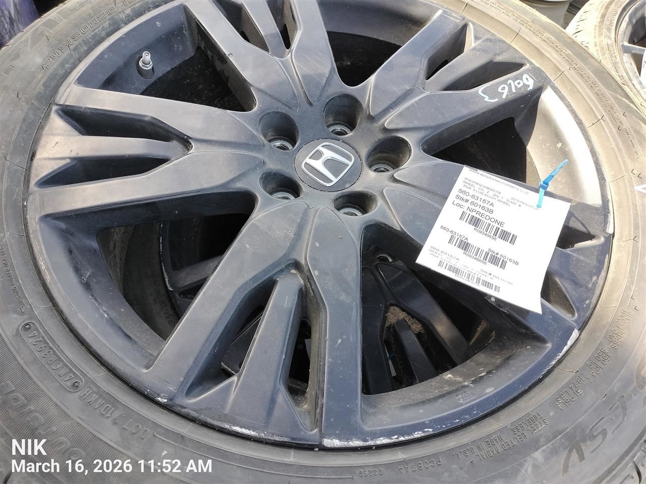 Wheel 20x8 Alloy Painted Black Fits 19-22 PILOT 9346656 - Image 2