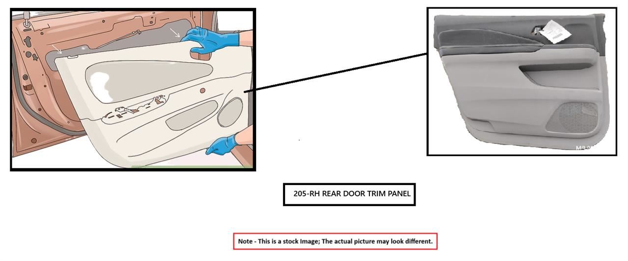 RIGHT BLK REAR DOOR TRIM PANEL OEM 2014 TOYOTA COROLLA - Image 1