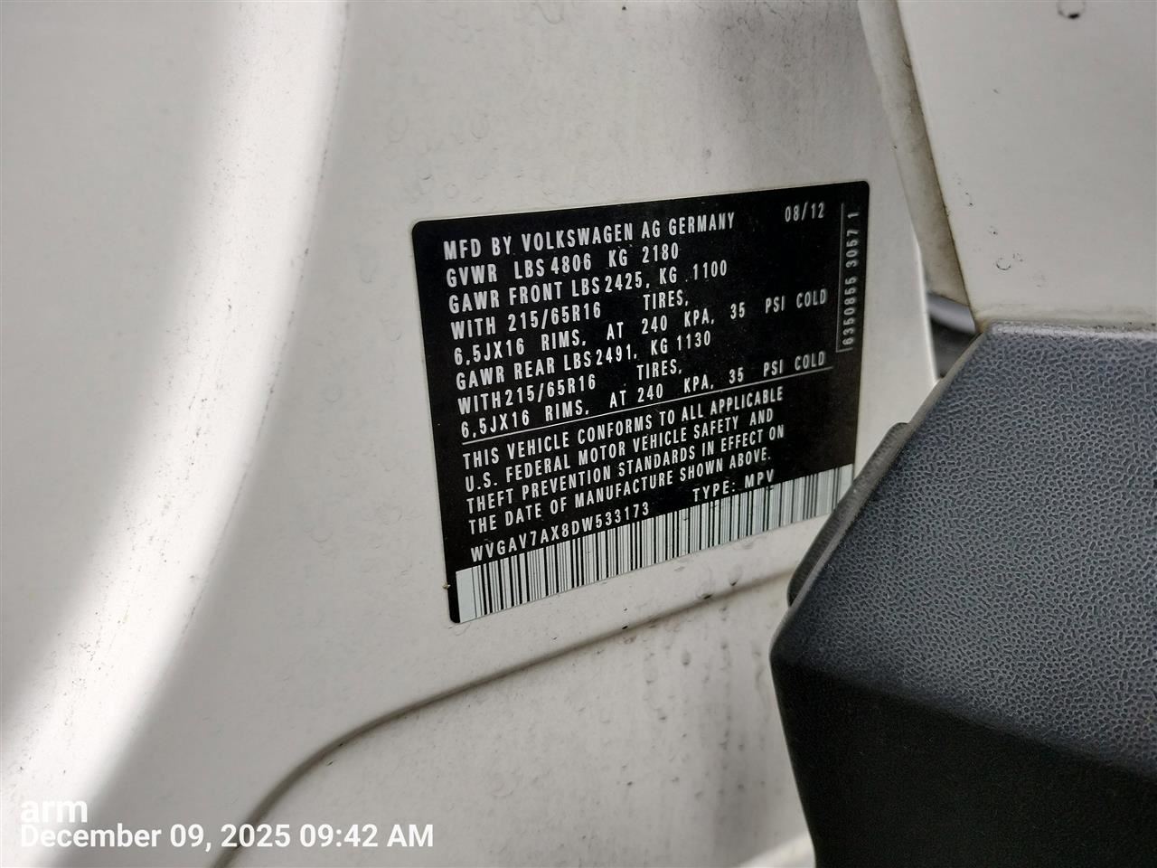 Benzeen Core Support US Market Limited Fits 12-18 TIGUAN 8374714 - Image 1