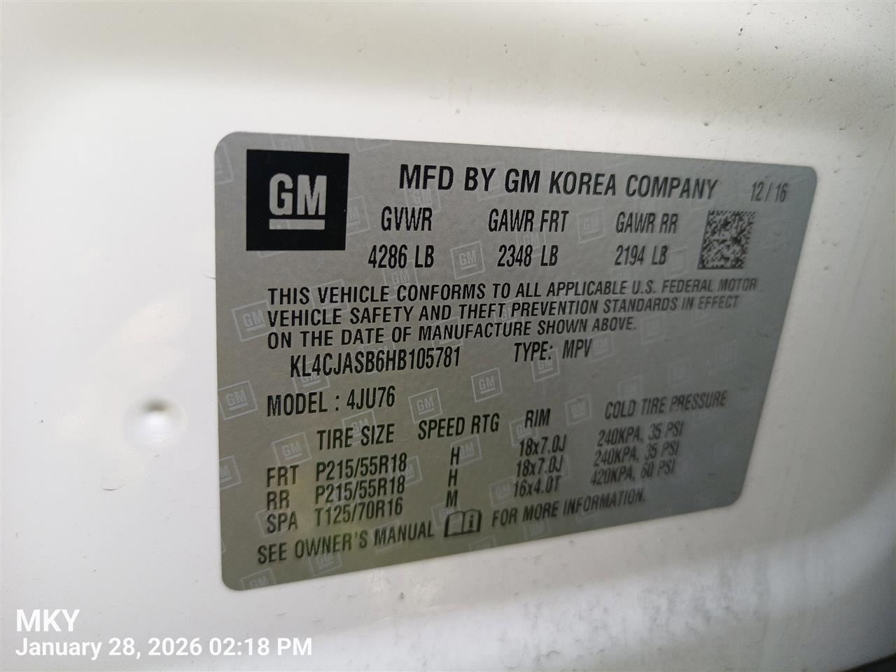 LEFT FRONT WIPER ARM OEM 2014 BUICK ENCORE 42429688 - Image 5