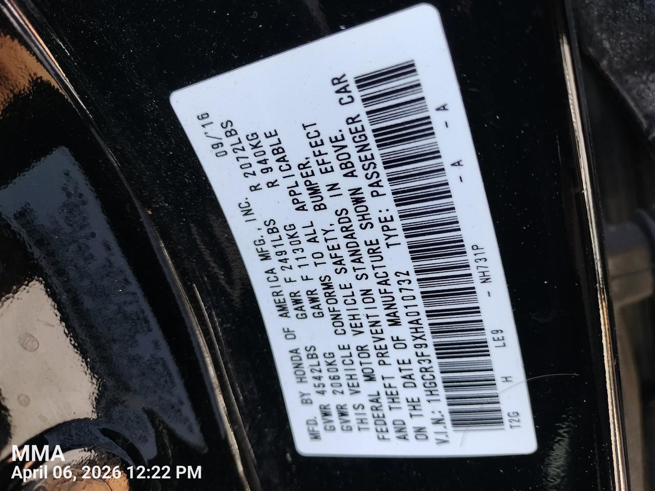 TRANSMISSION SHIFTER ASSEMBLY OEM 2016 HONDA ACCORD 1YR WRNTY 54200T2AA93 - Image 2