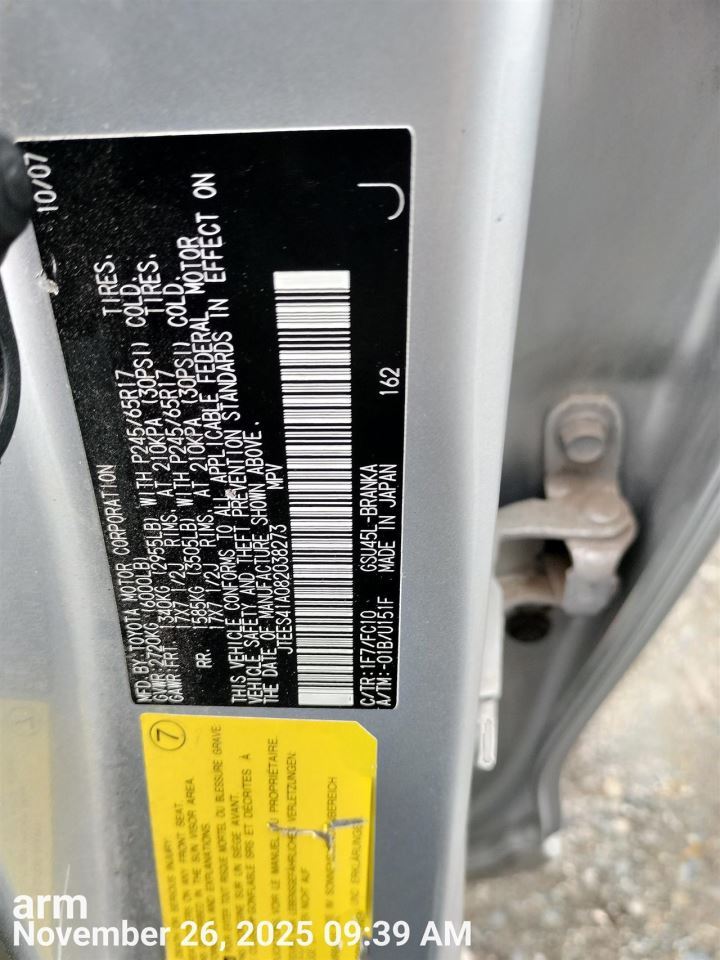 REAR WIPER ARM OEM 2010 TOYOTA HIGHLANDR 8524142070 - Image 1