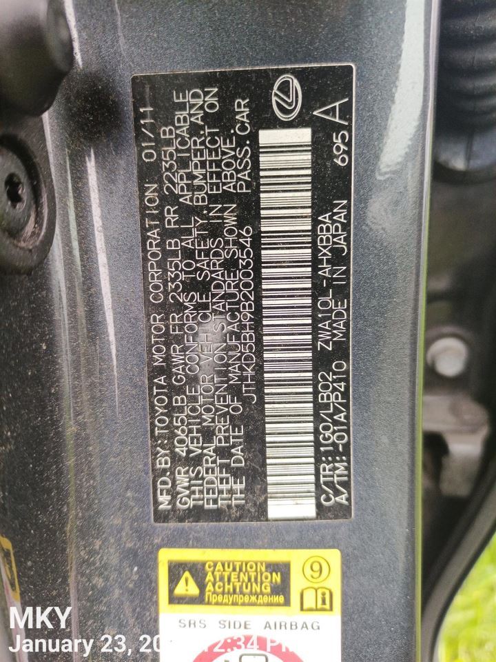 DASH WIRE HARNESS OEM 2011 LEXUS CT200H 8214176250 - Image 5