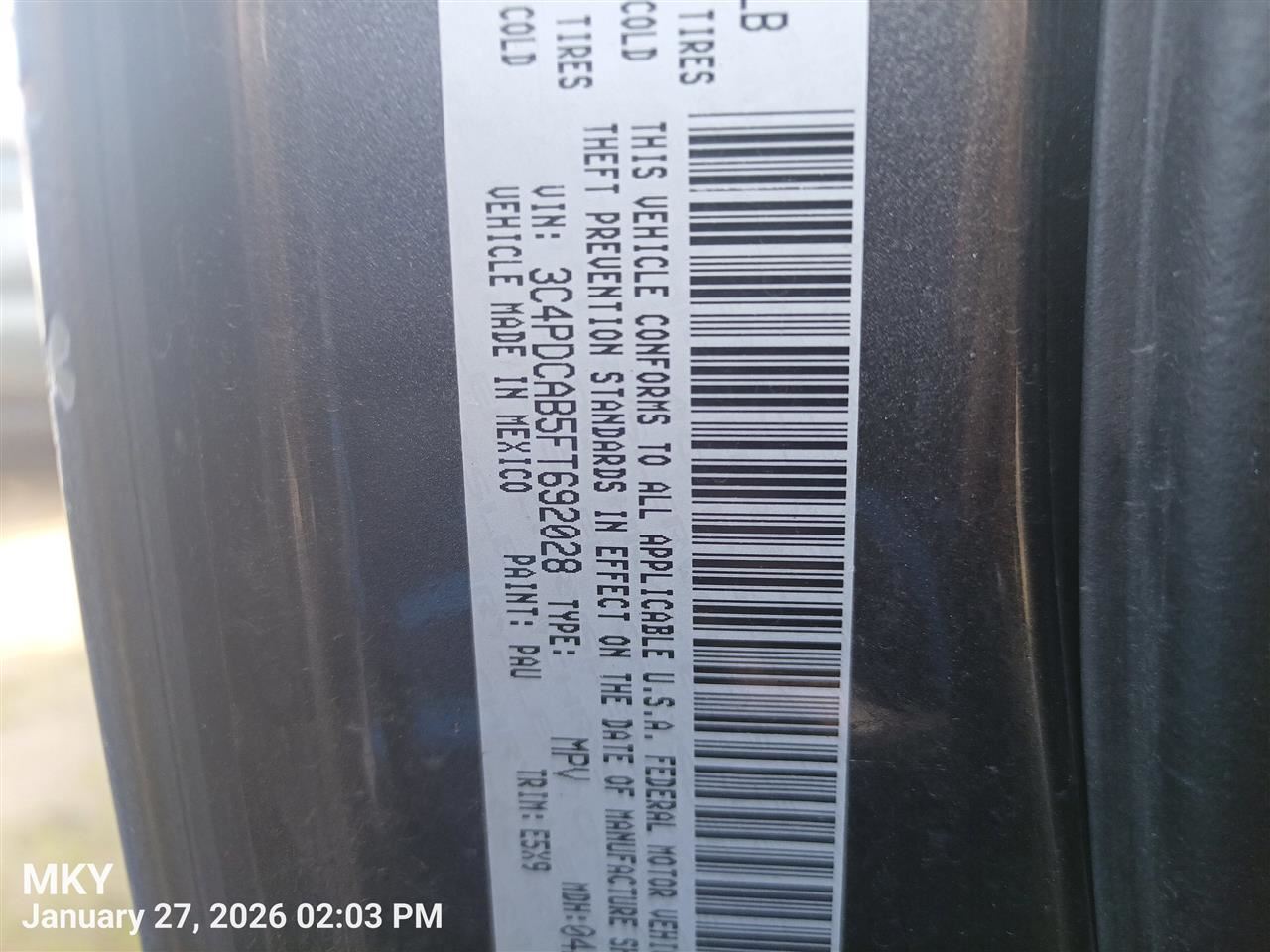 REAR WIPER ARM OEM 2012 DODGE JOURNEY 68040371AA - Image 5